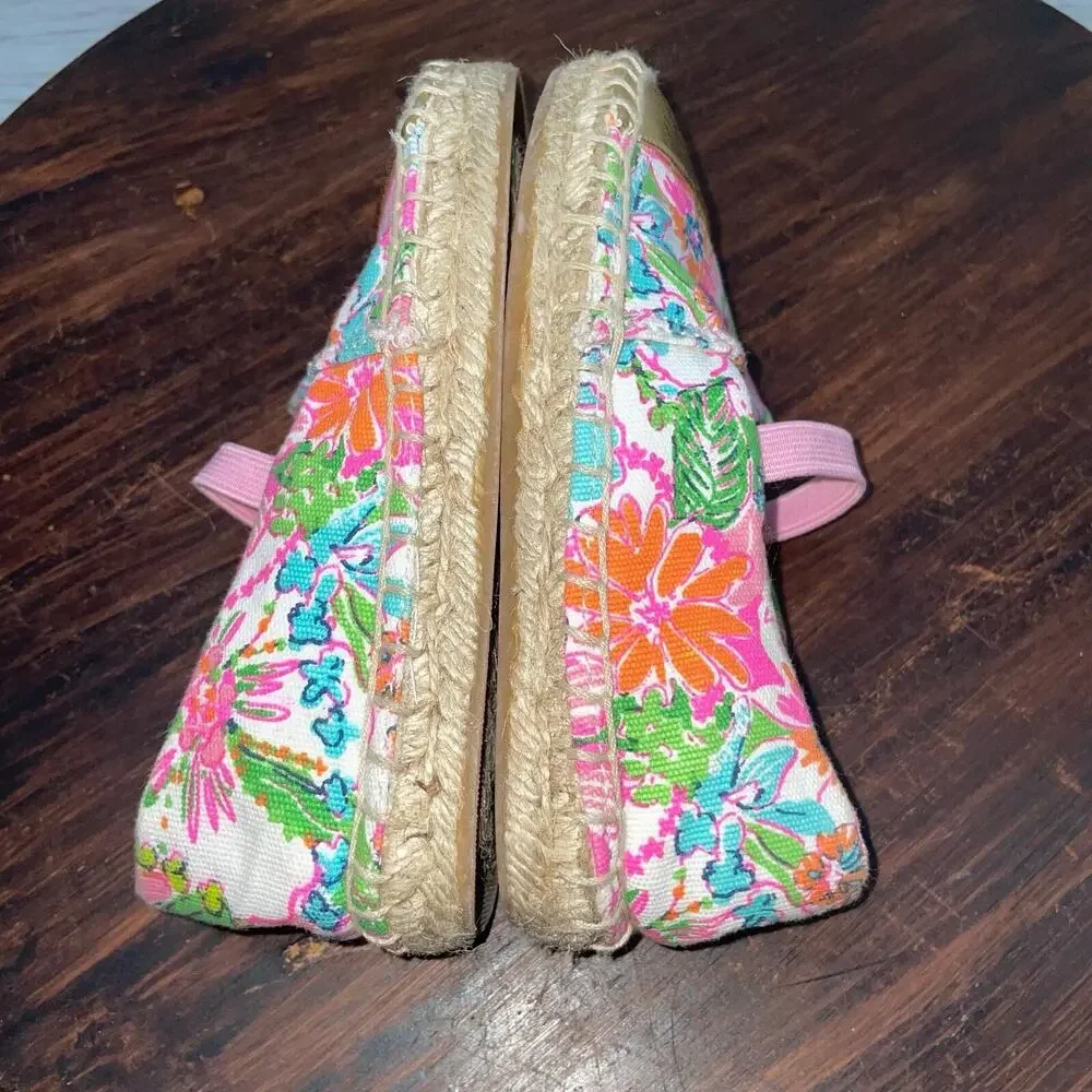 Lilly Pulitzer Target Toddler Girl Size 8 Espadrille Shoes Pink Gold Floral